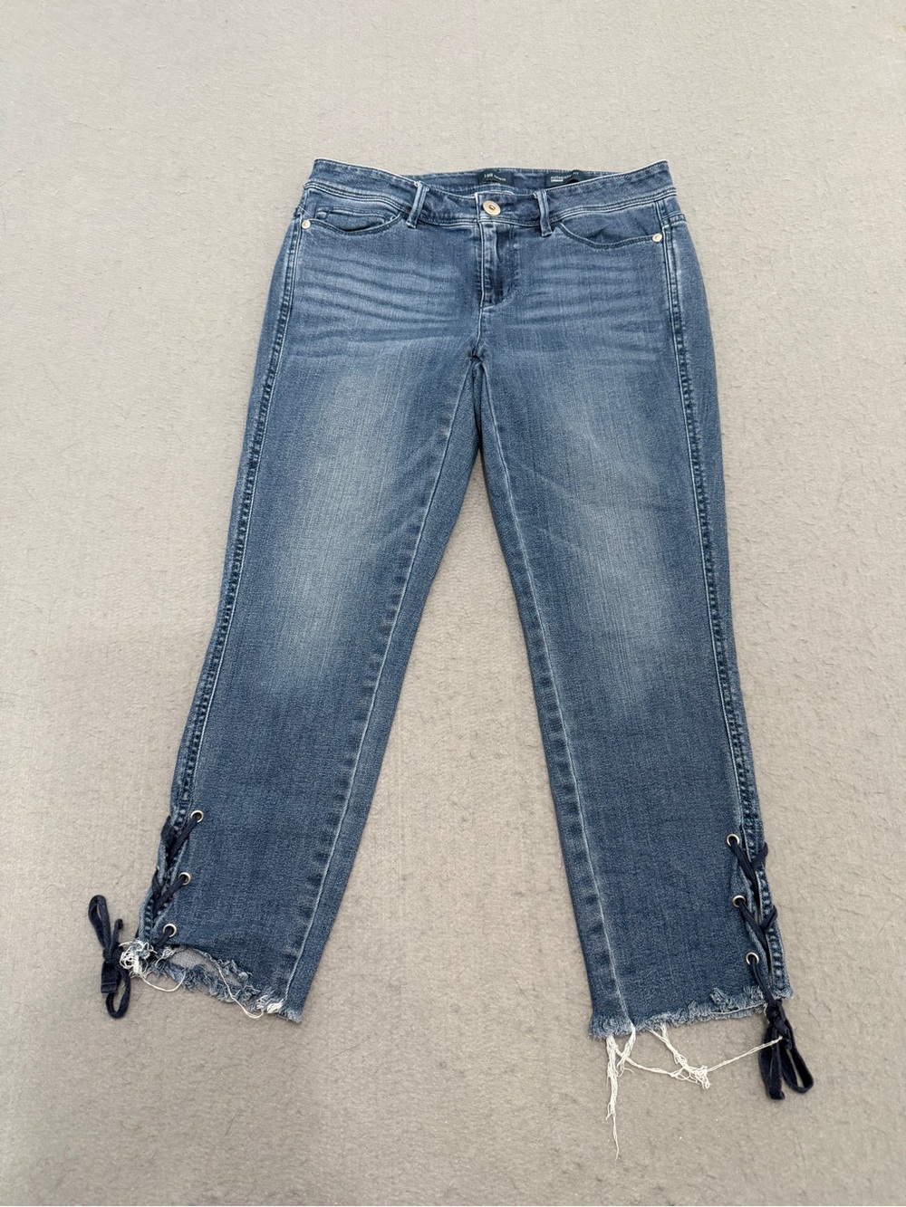 Women’s J.Jill Authentic Fit Cropped Lace Up Jeans Size 4P Petite